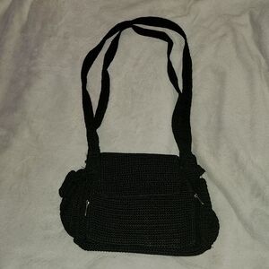 Black crochet purse